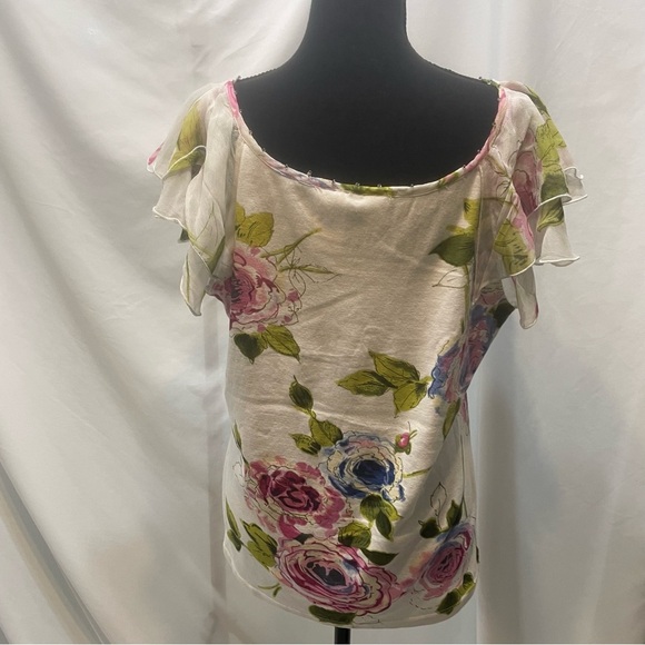 Forbidden Elegant Floral V-Neck Blouse. Beaded. Size XL. - Picture 5 of 12